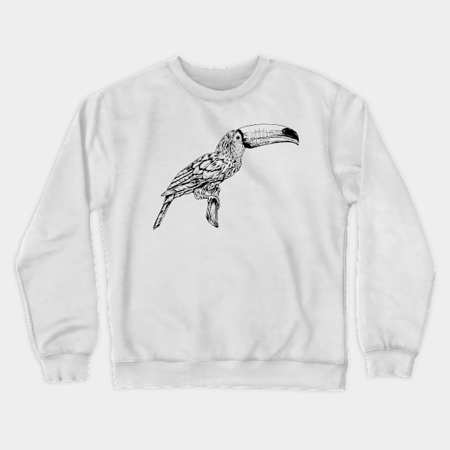 Line drawing - toucan Crewneck Sweatshirt by Modern Medieval Design